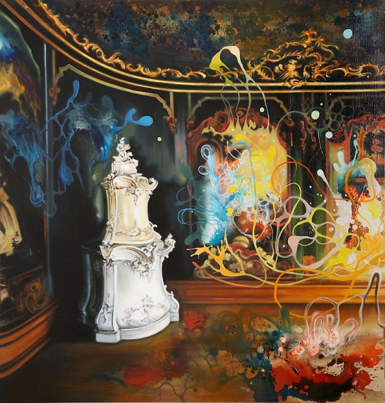 Noori Lee. Room 2, 2008. Oil and acrylic, enamel on canvas, 107 x 103 cm. Courtesy of the artist & PKM Gallery.