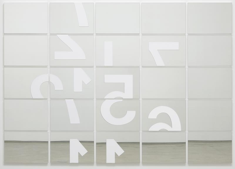Darren Almond. Reflect Within III, 2018, Acrylic on mirrored glass, 183 x 258 x 3 cm (panels: 5 x 5). Courtesy of the Artist & PKM Gallery.