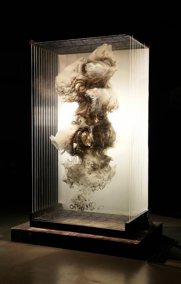 Xia Xiaowan. Scholar's Rock, 2008. Ink and pencil on glass, 163 x 96.7 x 52 cm, 12 layers of 6mm glass. Courtesy of the artist & PKM Gallery.