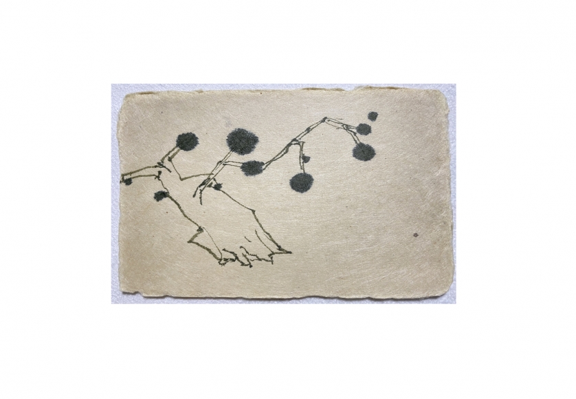 Koo Jeong A. Your Tree My Answer, 2020, Ink on rice paper, 5.7 x 9.2 cm. Courtesy of the artist & PKM Gallery.