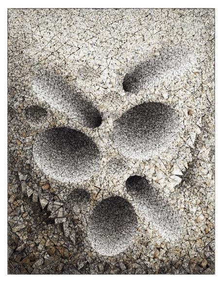 Kwang Young Chun. Aggregation09-A012, 2009, Mixed media with Korean mulberry paper, 163 x 131cm. Courtesy of the artist & PKM Gallery.