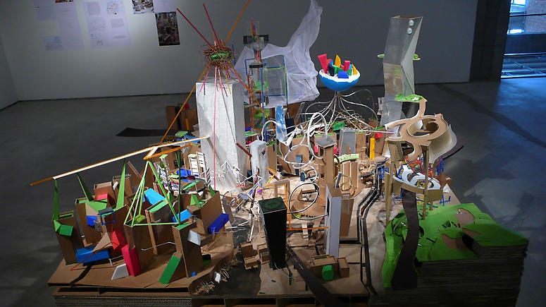 flyingCity. Very Well-done City, 2007. Paper model installation/drawings, Size variable. Courtesy of the artist & PKM Gallery.