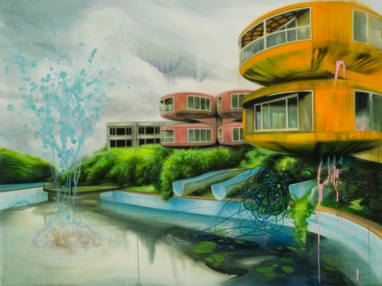 Noori Lee. p_elements 47, 2015. Oil & acrylic, gouache on paper, 105 x 140 cm. Courtesy of the artist and PKM Gallery.