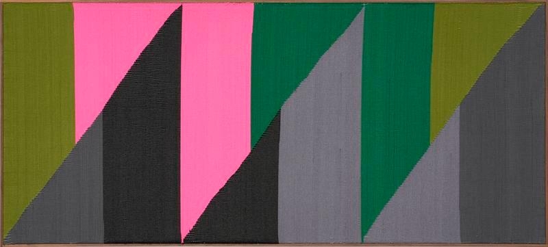Brent Wadden. Untitled, 2017. Painting - Hand woven fibers, wool, cotton and acrylic on canvas, 93 x 211 cm. Courtesy of the artist, PKM Gallery and Peres Projects.