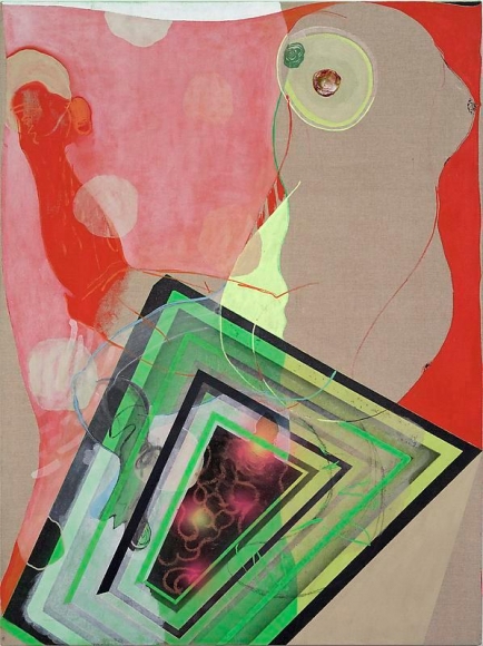 Young Do Jeong. Cosmetic crap, 2012. Acrylic, ink, spray paint, graphite, color pencil, and E-Z Water on linen, 121.92 x 90.81 cm. Courtesy of the artist & PKM Gallery.