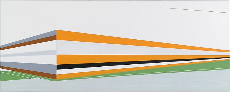 Alvar Beyer. Architektur III, 2005. Acrylic on canvas, 40 x 100 cm. Courtesy of the artist & PKM Gallery.