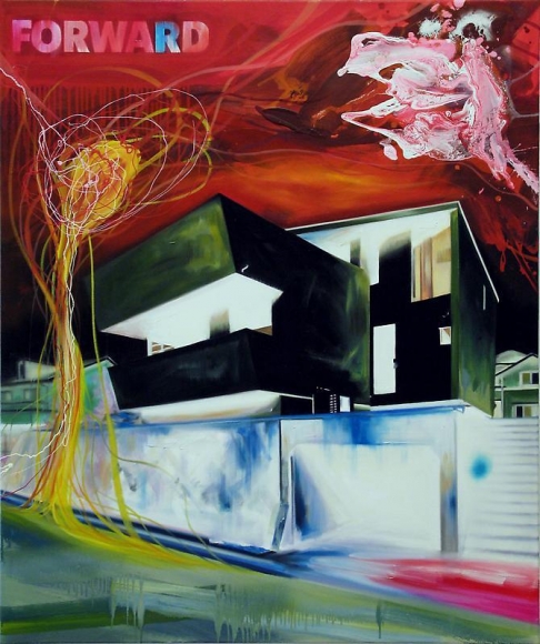 Noori Lee. House 31, 2009. Oil and acrylic, gouache, enamel on canvas on canvas, 120 x 100 cm. Courtesy of the artist & PKM Gallery.