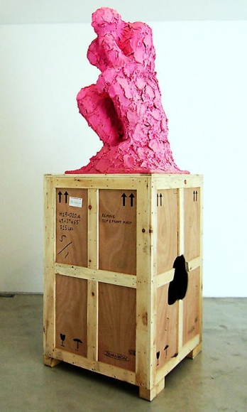 Cody Choi. The Thinker, 1996. Toilet paper, pepto-bismol and wood, 282 x 112 x 91 cm. Courtesy of the artist & PKM Gallery.