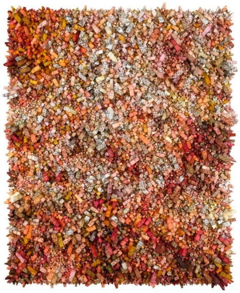 Kwang Young Chun, Aggregation18-JA013, 2018, Mixed Media with Korean Mulberry paper, 174cm x 143cm. Courtesy of the artist & PKM Gallery.