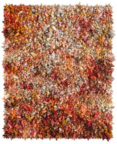 Kwang Young Chun. Aggregation18-JA013, 2018. Mixed media with Korean mulberry paper, 174 x 143 cm. Courtesy of the artist & PKM Gallery.