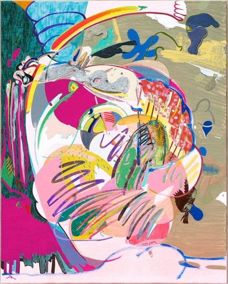 Young Do Jeong. Into the smokescreen, 2016. Acrylic, spray paint, graphite, color pencil, and marker on canvas, 91.1 x 72.9 cm. Courtesy of the artist and PKM Gallery.