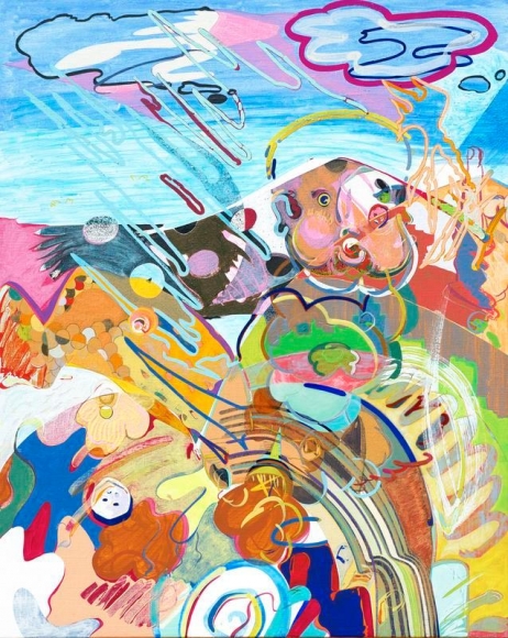 Young Do Jeong. Divergent, 2016. Acrylic, color pencil, graphite, marker, charchoal, and conte on linen, 91.1 x 72.9 cm. Courtesy of the Artist & PKM Gallery.