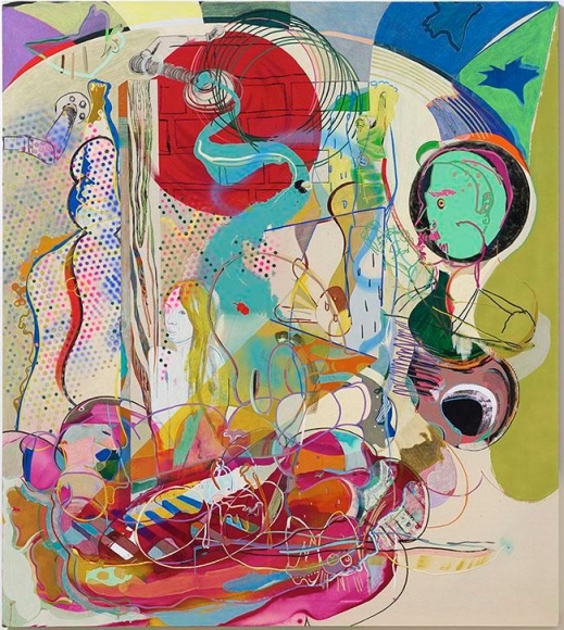 Young Do Jeong. Bebe, one more time, 2013-2016. Acrylic, spray paint, ink charcoal, oil stick, color pencil, graphite, marker, conte, and pastel on canvas, 208 x 185 cm. Courtesy of the artist and PKM Gallery.