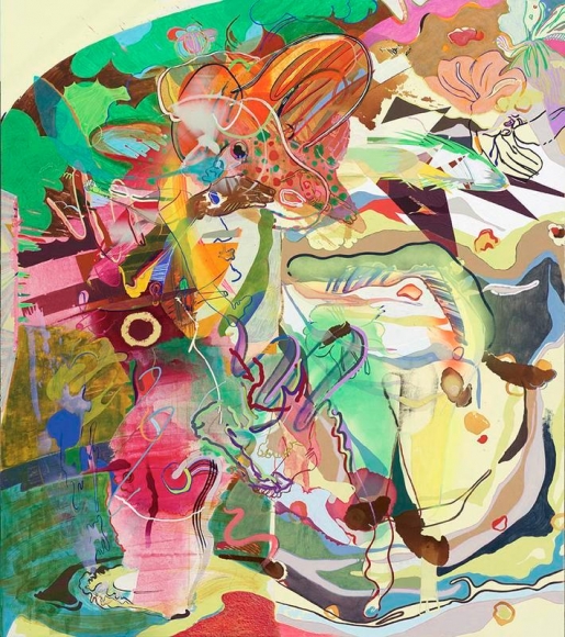 Young Do Jeong. Lost in camouflage, 2014-2015. Acrylic, spray paint, charcoal, conte, color pencil, graphite, and marker on canvas, 208 x 185 cm. Courtesy of the aritst and PKM Gallery.