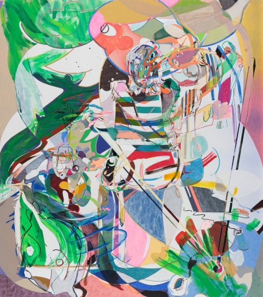 Young Do Jeong. A good bye to the good boy syndrome, 2017. Acrylic, spray paint, color pencil, graphite and marker on linen, 208 x 185 cm. Courtesy of the Artist & PKM Gallery.
