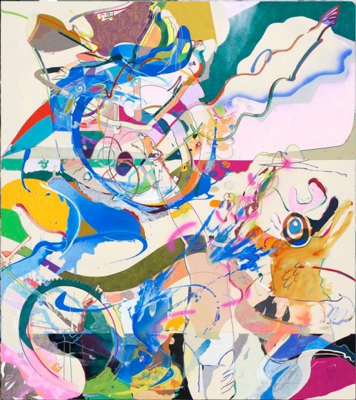 Young Do Jeong. Sky is blue, and there's nothing I can do, 2017-18. Acrylic, color pencil, graphite, marker and charcoal on linen, 208 x 185 cm. Courtesy of the artist & PKM Gallery.