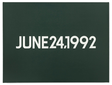 On Kawara. June 24, 1992, 1992. Liquitex on canvas, artist-made box with date, corresponding newspaper, 45.7 x 61 cm. Courtesy of the artist & PKM Gallery.