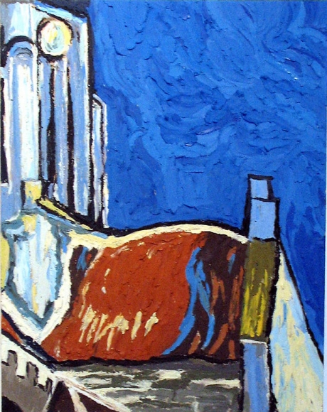 Byron Kim. Permanent Painting #30 (Church at Auvers), 2005. Modeling clay on linen on panel, 94 x 74 cm. Courtesy of the artist & PKM Gallery.