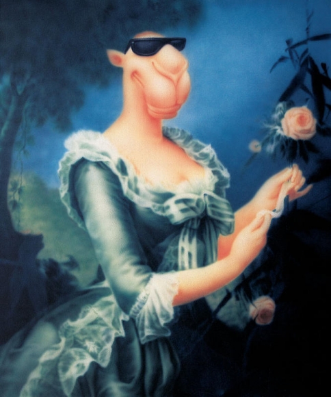 Zhou Tiehai. Marie Antoinette with a Rose, 2008. Acrylic (airbrush) on canvas, 180 x 150 cm. Courtesy of the artist & PKM Gallery.