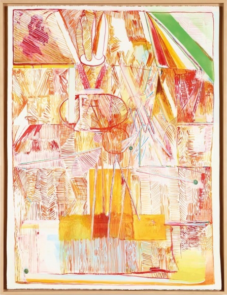 Hyunjin Bek. Civilization's Gorge, 2014. Oil, acrylic spray, oil stick on oil paper, 136.3 x 105.2 cm. Courtesy of the artist & PKM Gallery.