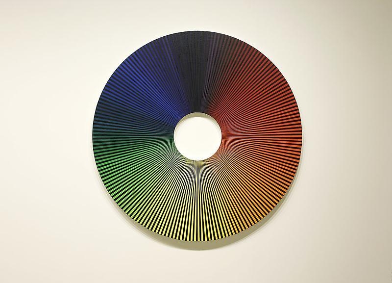 Olafur Eliasson. Colour experiment no. 5 (180 colours with black), 2009. Oil on canvas, 180 diameter. Courtesy of the artist & PKM Trinity Gallery. © 2009 Olafur Eliasson.