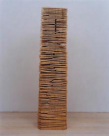 David Nash. Overlap Crack and Warp colum. Poplar, 141 x 34 x 30 cm. Courtesy of the artist & PKM Gallery.