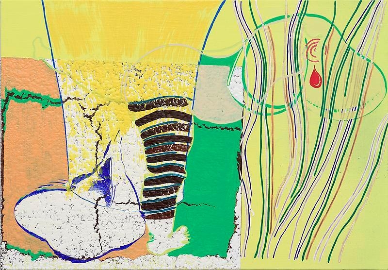 Young Do Jeong. Camouflaged number one, 2013. Acrylic, spray paint, marker, and color pencil on canvas, 40.96 x 59.06 cm. Courtesy of the artist & PKM Gallery.