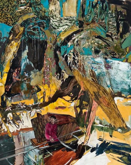 Hernan Bas. The Horticulturalists Dream (new species), 2012. Acrylic and silkscreen on linen, 152.4 x 122 cm. Courtesy of the artist & PKM Trinity Gallery.