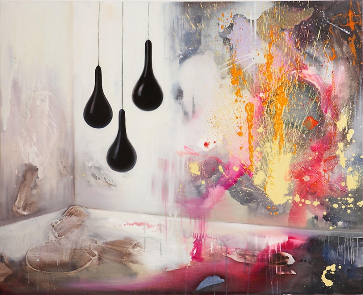 Noori Lee. Room 4, 2008. Oil and acrylic, gouache, enamel on canvas, 112 x 137cm.