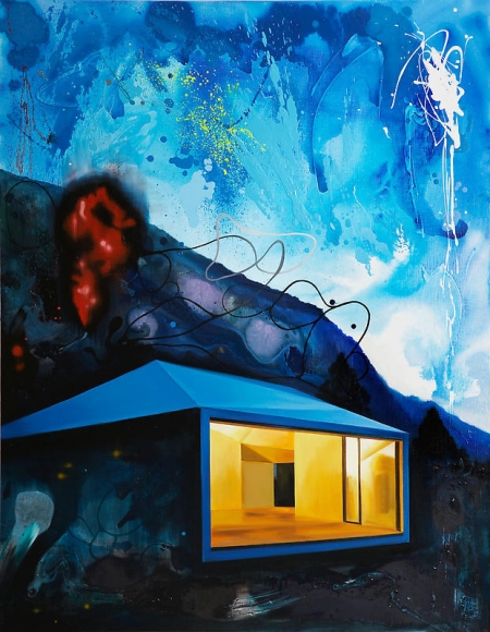 Noori Lee. House 16, 2008. Oil and acrylic, gouache, enamel on canvas, 146 x 112 cm. Courtesy of the artist & PKM Gallery.