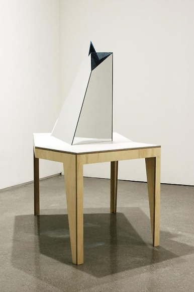 Olafur Eliasson. Glacier table, 2009. Wood, mirror, coloured glass (blue, green, transparent). Courtesy of the artist & PKM Trinity Gallery. © 2009 Olafur Eliasson.