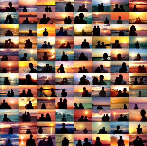 Penelope Umbrico - Sunset Portraits from 33,720,197 Sunset Pictures on Flickr on 08/07/17, 2017 Chromogenic prints | Bruce Silverstein Gallery