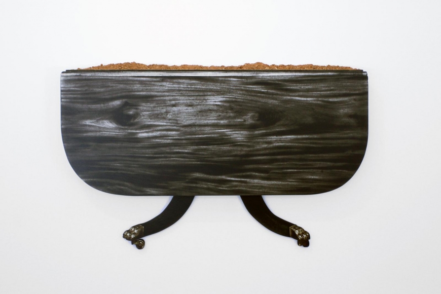 No Door, 2014, Pigment print on wood with dirt. 26 x 40 inches