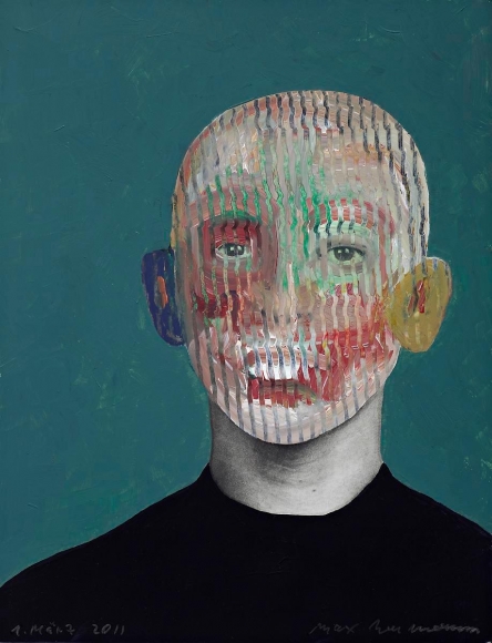 Max Neumann - Untitled, March 1, 2011 Oil paint on photograph | Bruce Silverstein Gallery