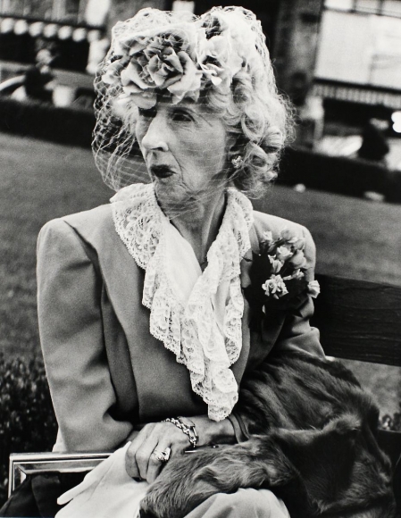 Lisette Model - Woman with a Veil, San Francisco, 1949 Gelatin silver print. 19 5/8 x 15 3/8 inches ; Bruce Silverstein Gallery