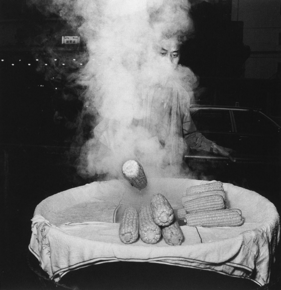 Steamy Corn, Hong Kong, 1991, Gelatin silver print. 20 x 16 inches