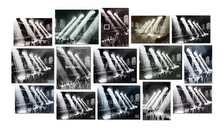 Penelope Umbrico - (Not) Easy Canvases, from Four photographs of Rays of Sunlight in Grand Central Station, Grand Central Terminal, 1903-1913, 1920, 1926, 1928, 1929, 1934, 1937, 1940, 1930-1940, 1935-1941, 1947, or 2010, by John Collier, Philip Gendreau Herbert, Edward Hulton, Kurt Hulton, Edward Lunch, Maxi, Hal Morey, Henry Silberman, Warren and Wetmore Trowbridge, Underwood & Underwood, Unknown, or Anonymous | Bruce Silverstein Gallery