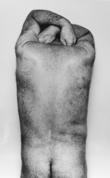 Back and Hands, 1984, Gelatin silver print mounted to board. 34 x 27 1/2 inches
