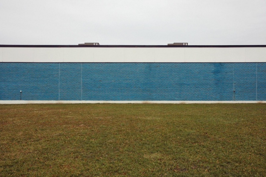 Blue Building with Grass, 2001-2006 Archival pigment print mounted to board 22 1/2 x 34 inches