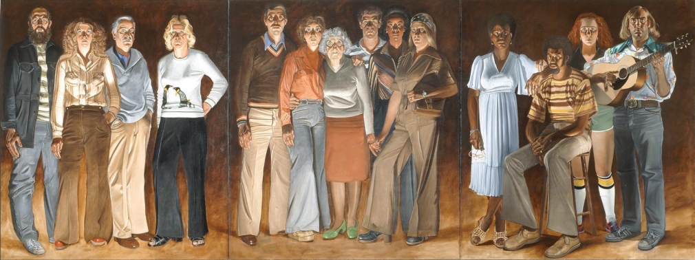 Americans, Youngstown, Ohio, 1977-1978, Oil on canvas in three panels