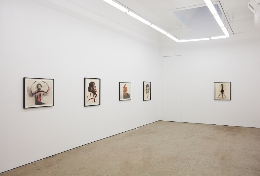 Installation View of "Hörner", "Ausflüße, Ausgüße", "A...", "Ohne Titel" and "Self portrait"