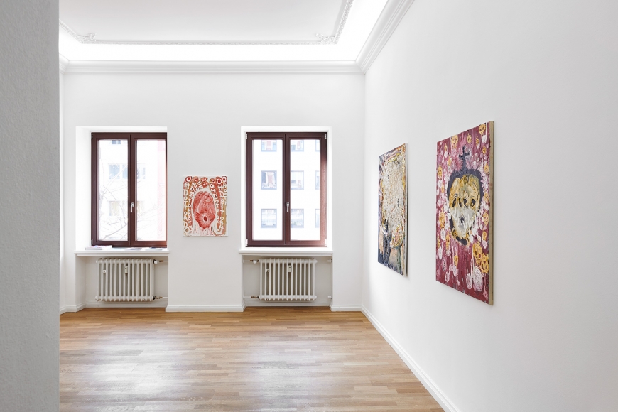 Installation view of Bendix Harms: Kein Mensch-Kein Tier-Frau Grenadier (April 11-14, 2019) at Salon Nino Mier, Cologne
