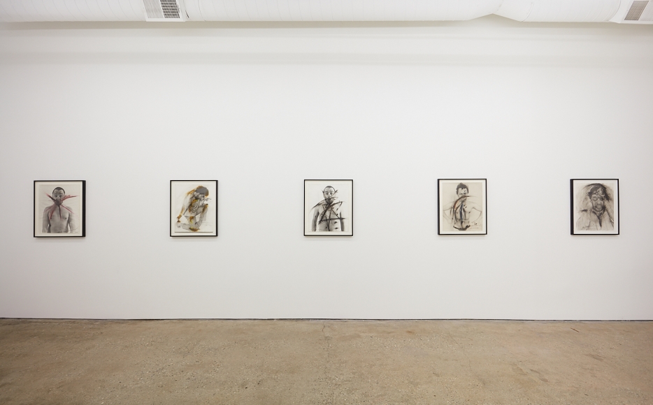 Installation View of "Schrei", "Body-Pose", "Siegel Sagel….", "Eine phantastische Erinnerung…..", "Stein im Hirn, Leben auf der Stirn (Face Farces)"