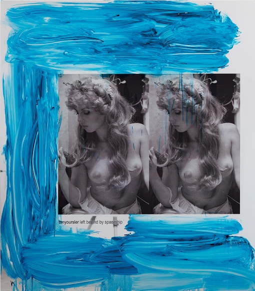 Peter Bonde Double Angels (tonyoursler left behind by spaceship), 2016 Oil on mirror-foil 63 x 55.12 x 1.6 in 160 x 140 x 4 cm (PB16.005)