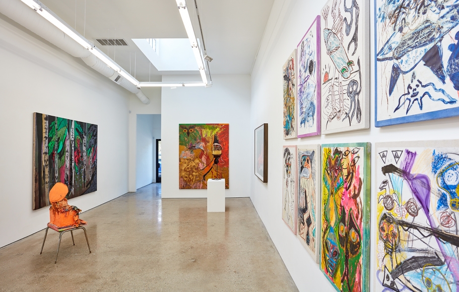 Installation View 2 of Aidas Bareikis, Kim Dorland & Bill Saylor (June 25, 2016 – August 6, 2016). Nino Mier Gallery, Los Angeles, CA