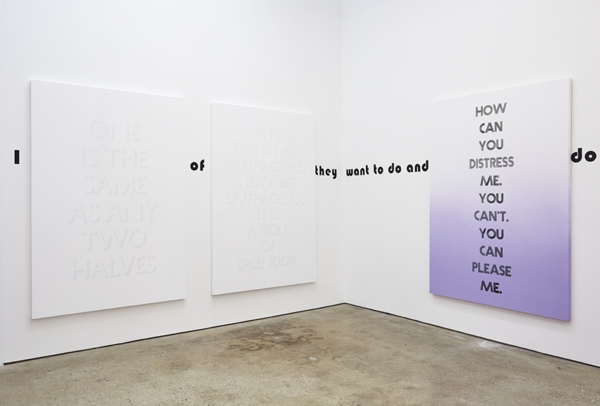 Installation View 2 of Eve Fowler the difference is spreading (May 22–July 3, 2015). Nino Mier Gallery, Los Angeles, CA