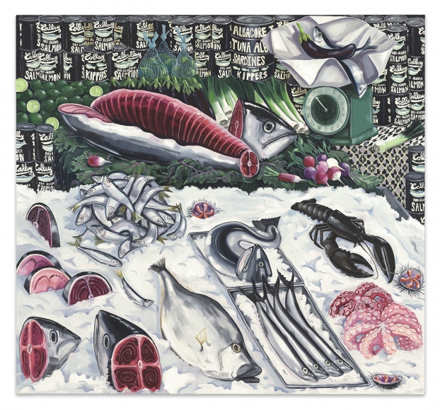 Nikki Maloof At the Fish Market, 2020 Oil on canvas 65 x 70 in 165.1 x 177.8 cm (NMA20.015)