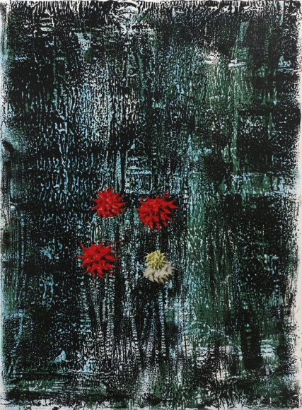 Dennis Hollingsworth The Dog, 2012 Lithography & silkscreen monoprint with archival inkjet collage, no. 19 from a series of 26 unique monoprints