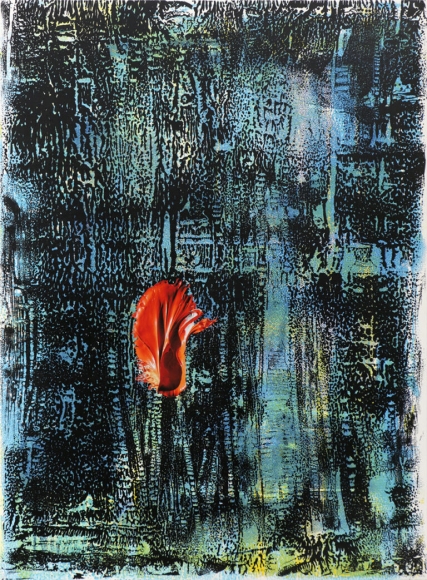 Dennis Hollingsworth The Dog, 2012 Lithography & silkscreen monoprint with archival inkjet collage, no. 23 from a series of 26 unique monoprints