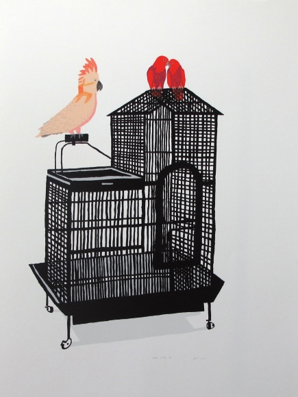 Jonas Wood Untitled, 2011 Silkscreen monoprint with colored pencil appliqué, no. 6 from a series of 21 unique monoprints